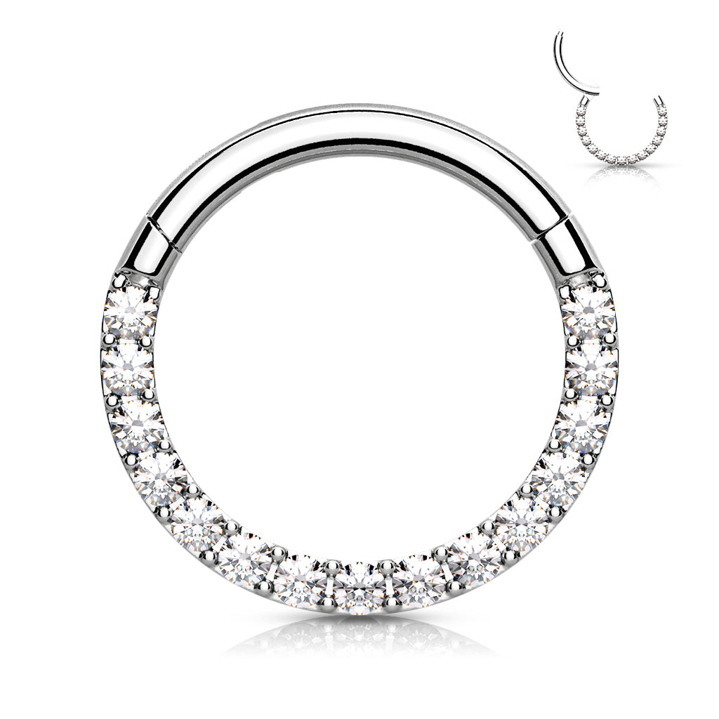 Front Facing CZ Paved Hinged Ring