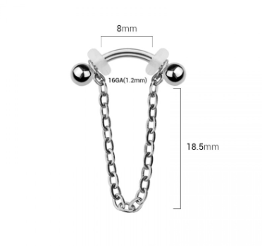 Surgical Steel Curved Bar With Chain