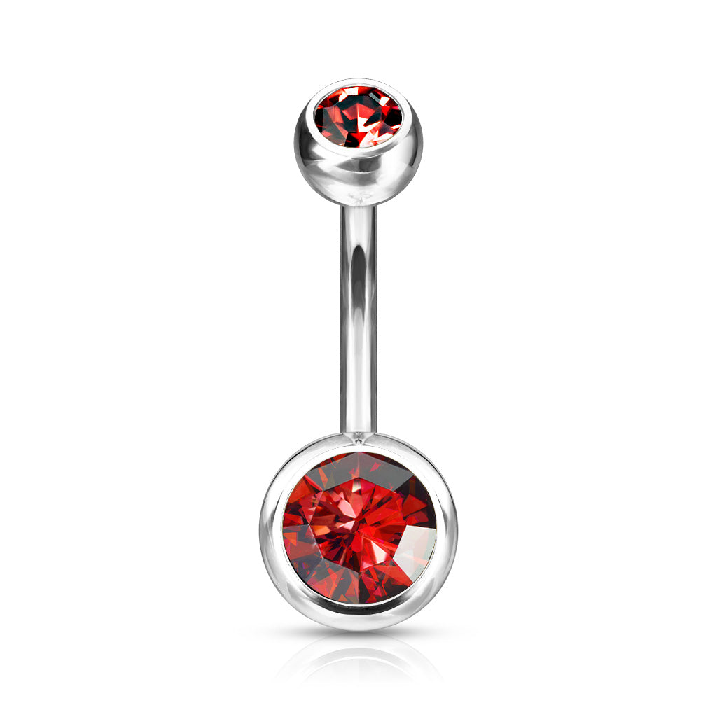 Titanium Belly Bar Externally Threaded Double Jewel