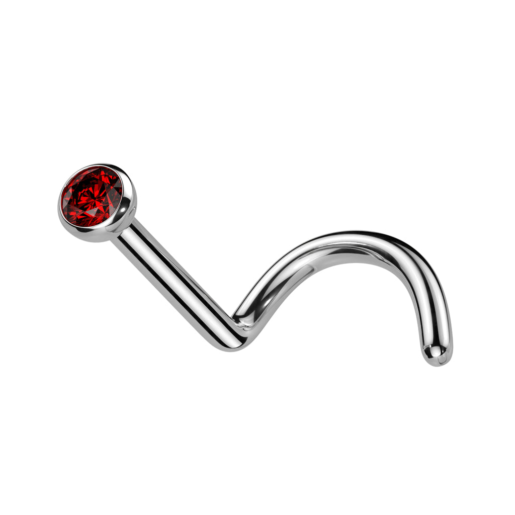 20G Solid Titanium CZ Bezel Nose Screw- F23