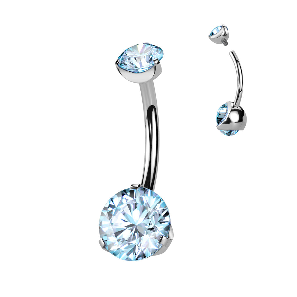 Titanium CZ Belly Bar- G6