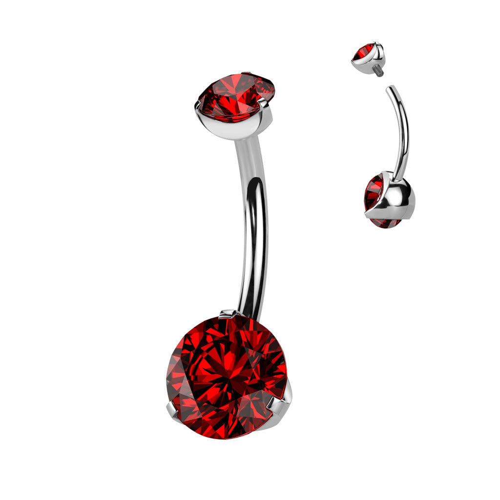 Titanium CZ Belly Bar- G6