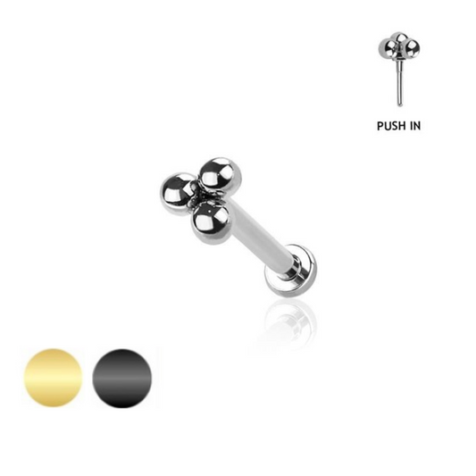 Triple Micro Bead Surgical Steel Labret