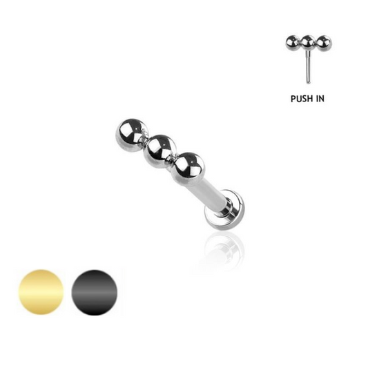 Triple Micro Bead Line Surgical Steel Labret