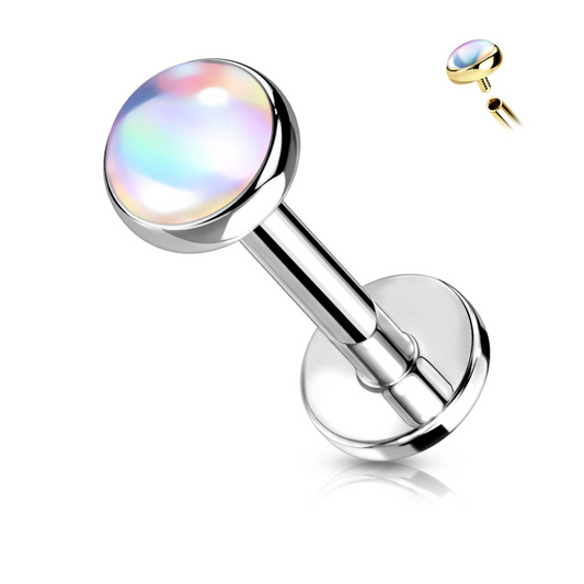 Iridescent Stone Surgical Steel Labret