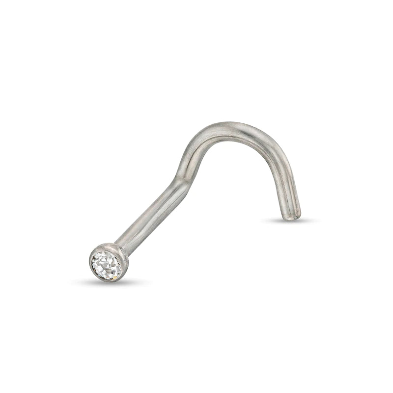20G Solid Titanium CZ Bezel Nose Screw- F23