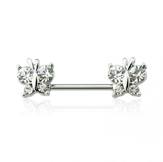 CZ Butterfly Nipple Barbell- D4