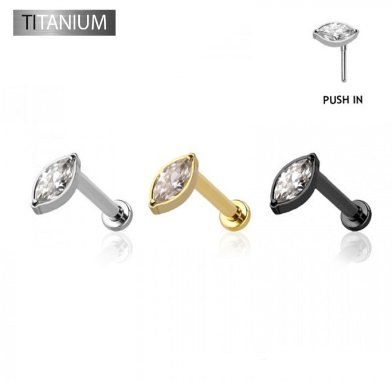 Titanium Push In Marquise - Labret- F21