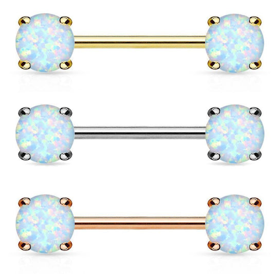 Gold Opal Nipple Bar- D11