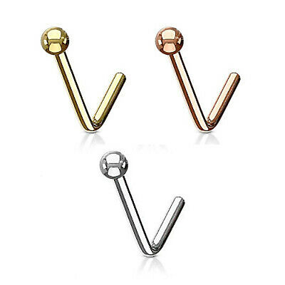 Surgical steel l hot sale shaped nose stud