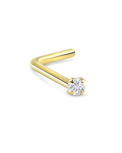 316L Surgical Steel CZ Nose Stud - L Bend- B6