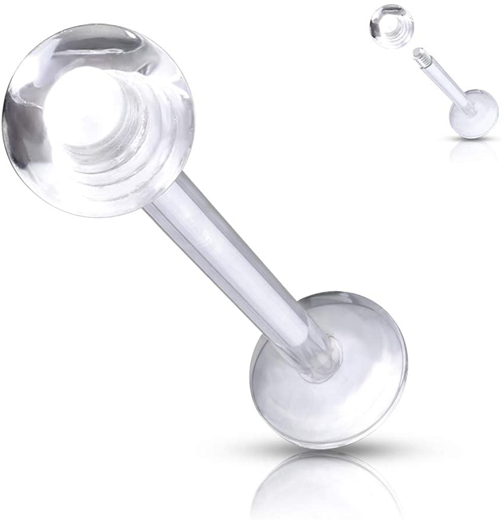 16g Labret Bar Retainer - Screw On Ball- E6