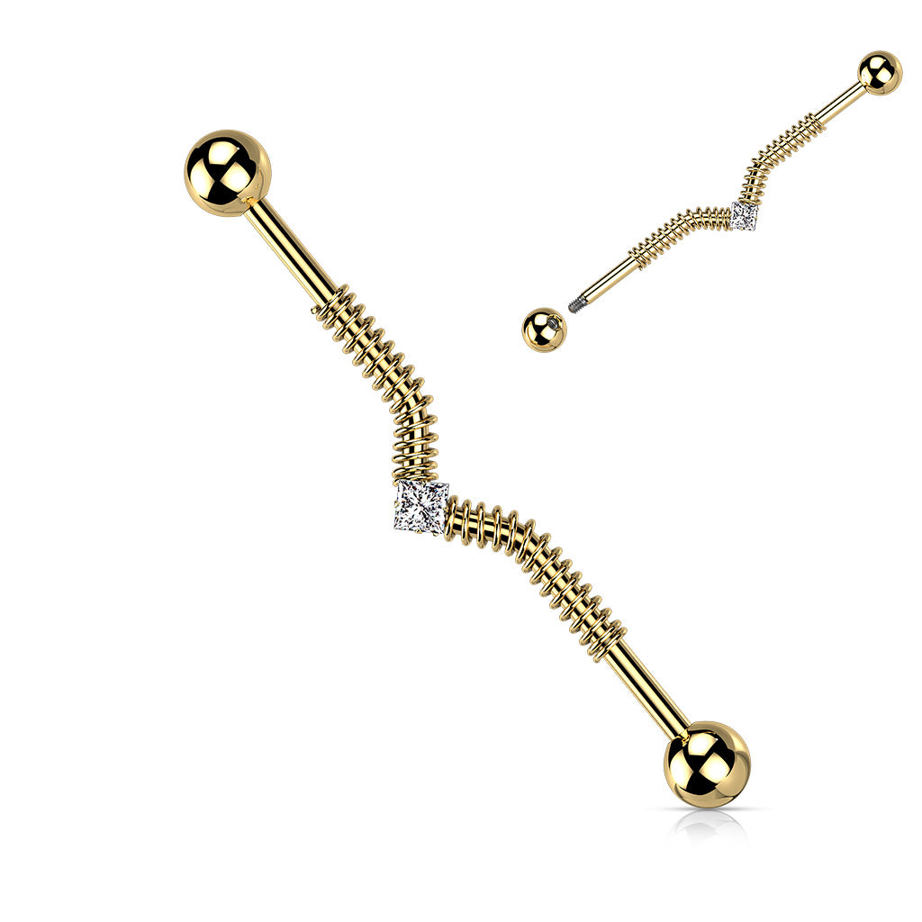 Gold CZ Industrial Bar- C10