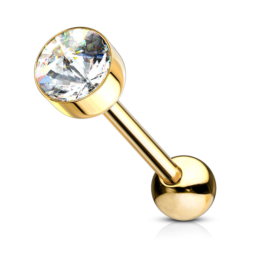 7mm CZ Bezel Top Tongue Bar- K13