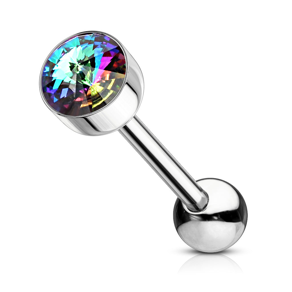 7mm CZ Bezel Top Tongue Bar- K13