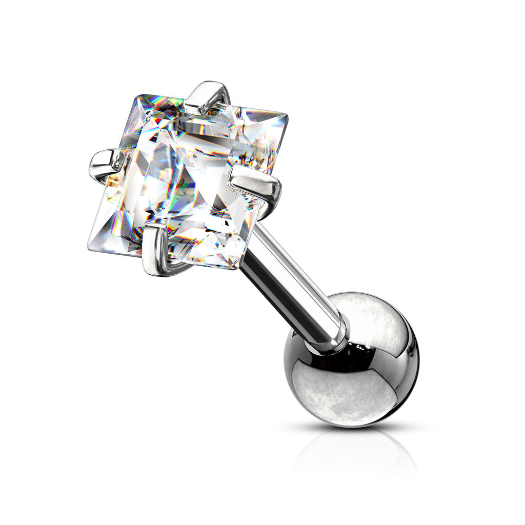 Square Cut CZ Stud- L13