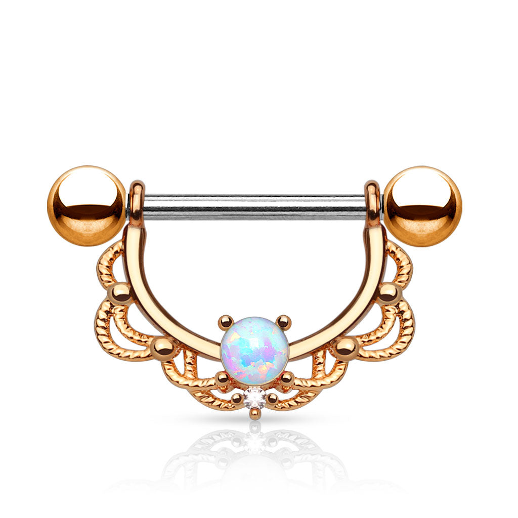Opal Filigree Drop Nipple Bars- D18