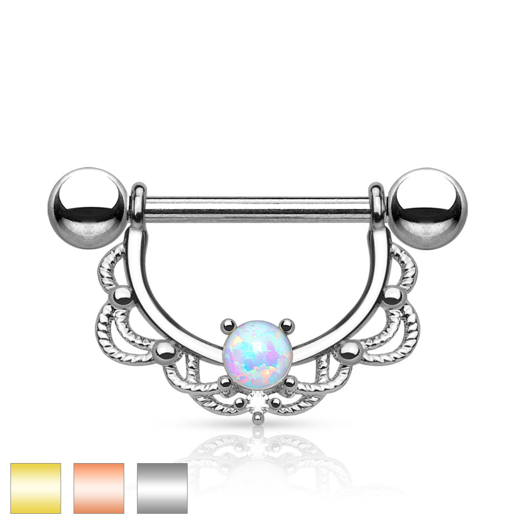 Opal Filigree Drop Nipple Bars- D18