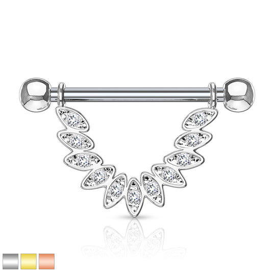 Linked Feather Nipple Barbell- D14