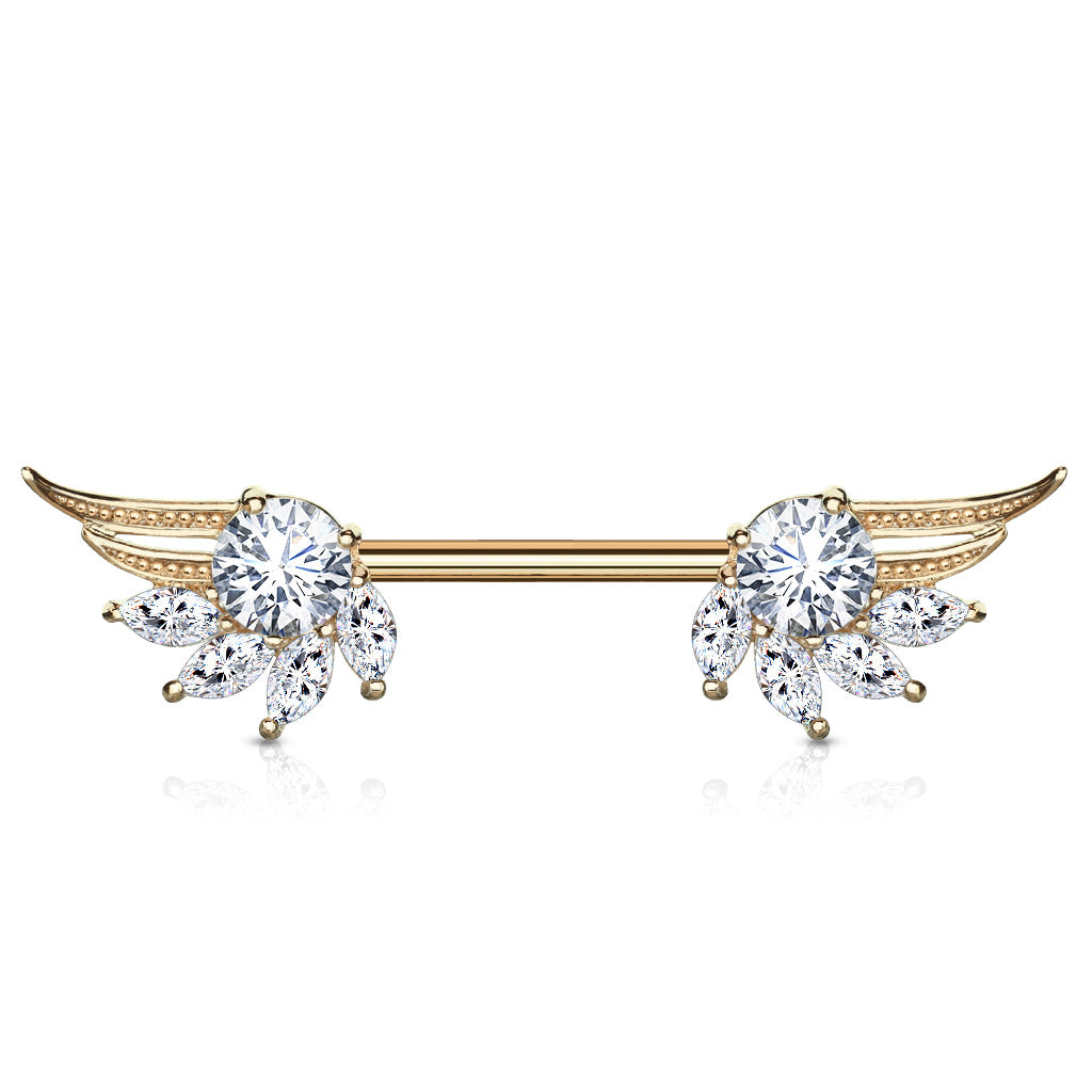 Marquise CZ Wing Nipple Bar- D16