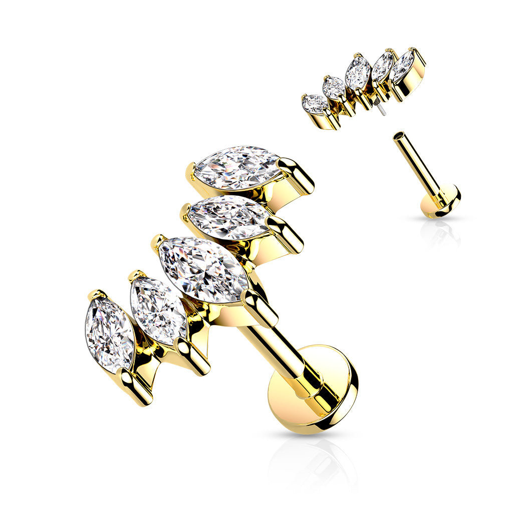 Marquise CZ Fan Labret Stud- J7