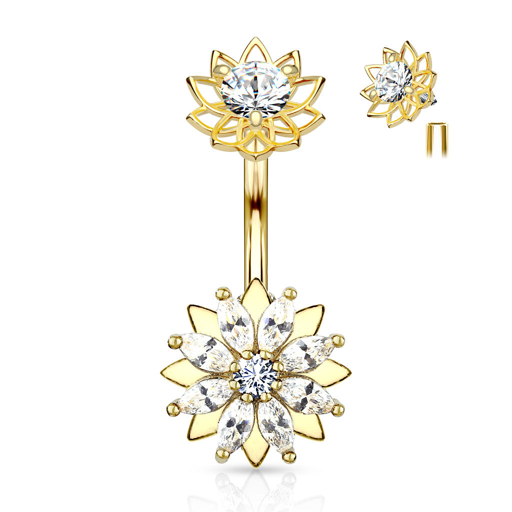 Delicate Flower Belly Bar - P17