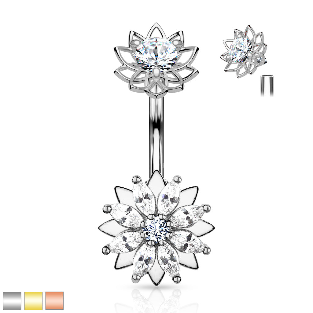 Delicate Flower Belly Bar - P17