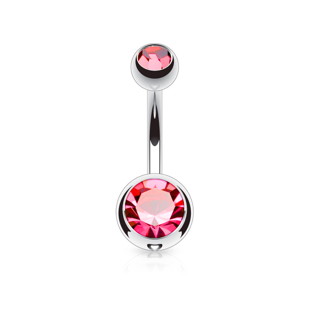 Double Jeweled Navel Bar - Small - P2