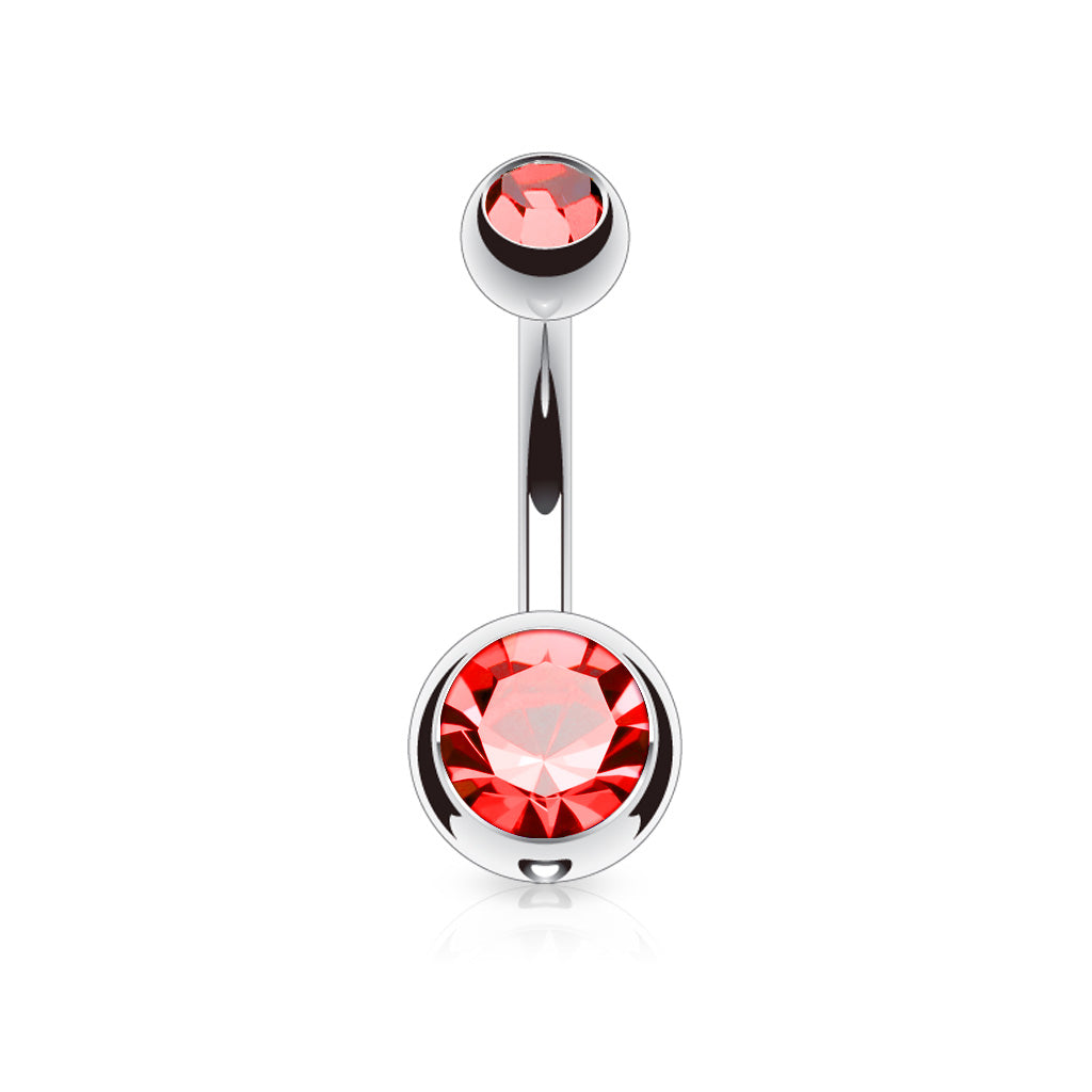 Double Jeweled Navel Bar - Standard - P5