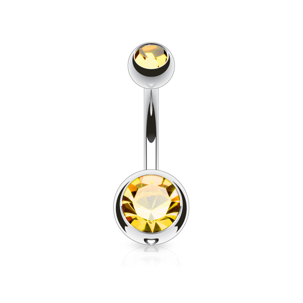 Double Jeweled Navel Bar - Standard - P5