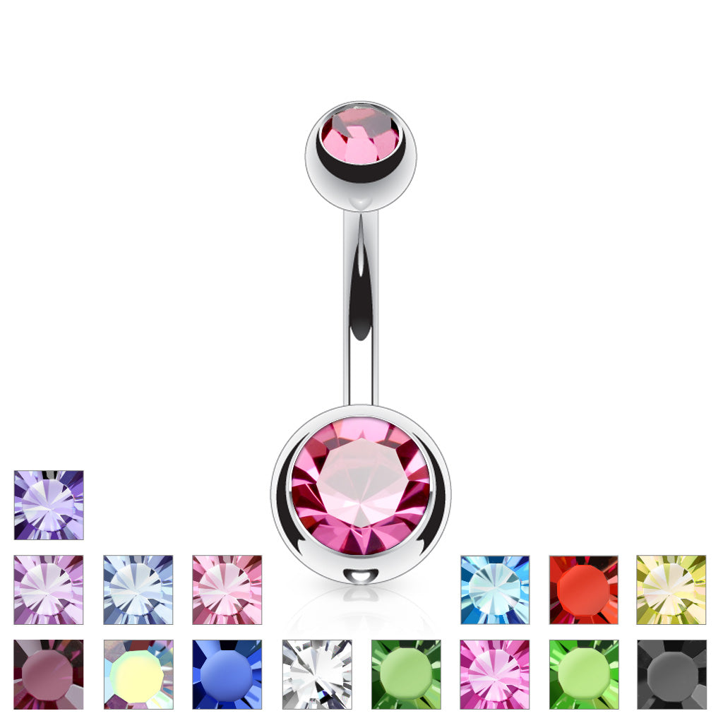 Double Jeweled Navel Bar - Small - P2