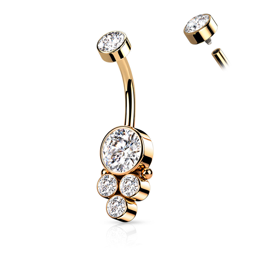 Round Cluster CZ Belly Bar - P43