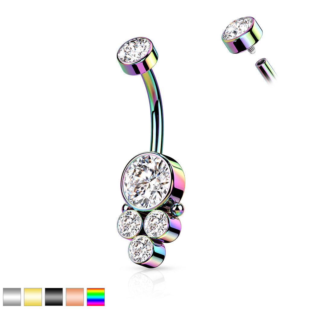 Round Cluster CZ Belly Bar - P43