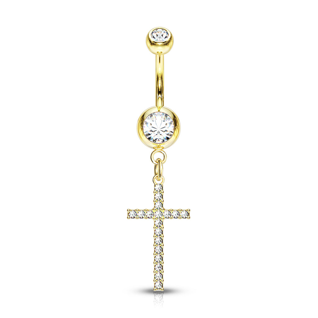 Stardust Cross Belly Bar - P47