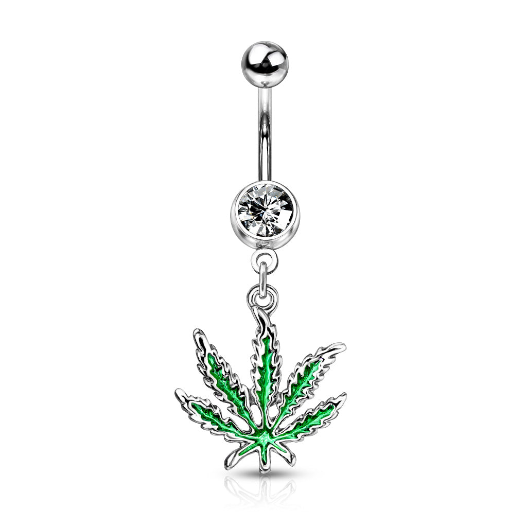 Leaf Dangle Belly Bar -P35