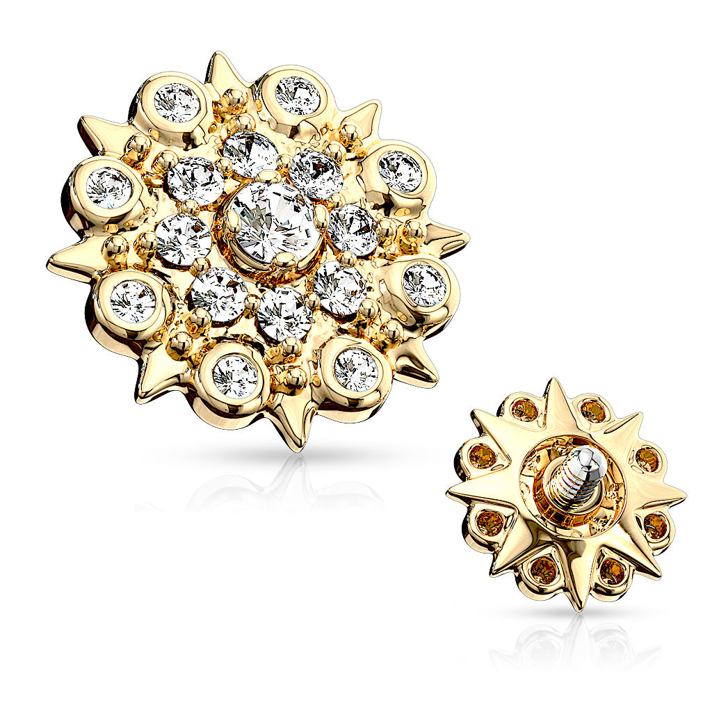 CZ Paved Floral Filigree - Internal Thread- G12