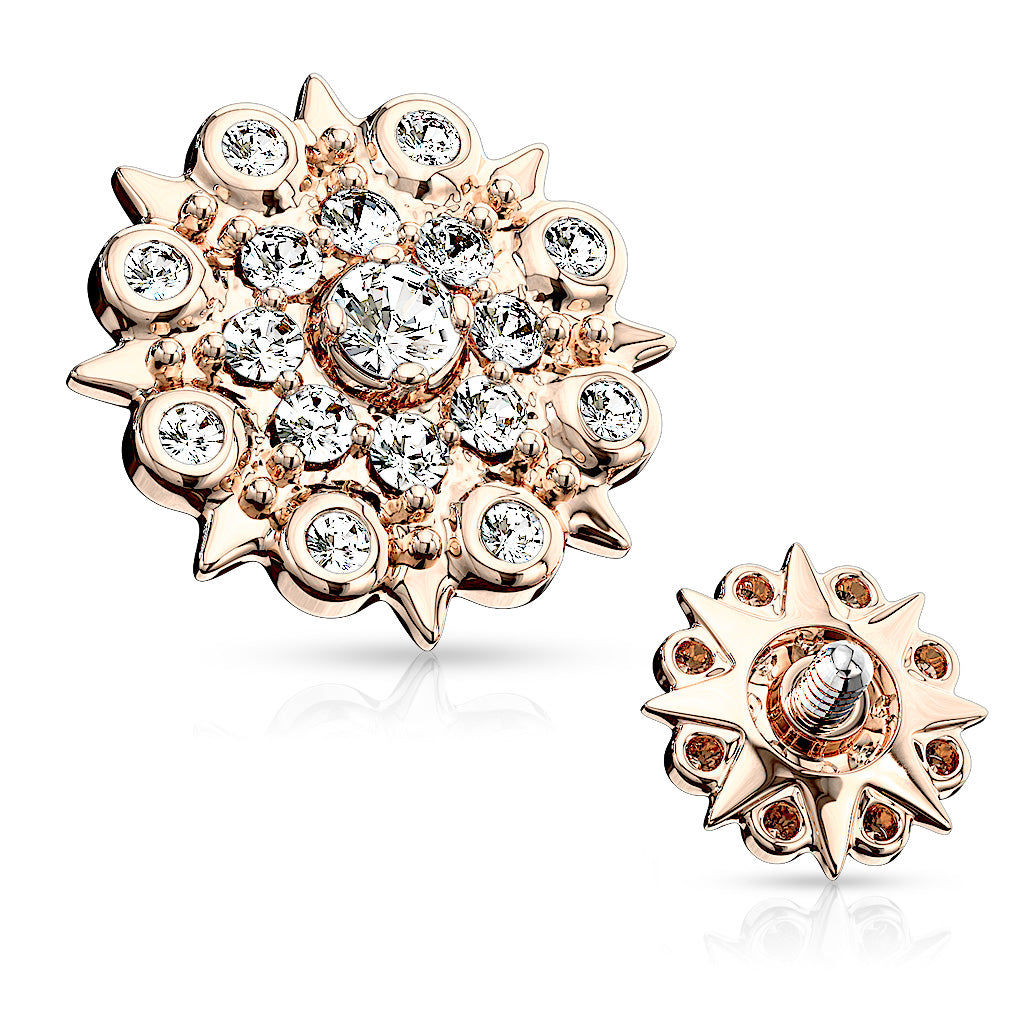CZ Paved Floral Filigree - Internal Thread- G12