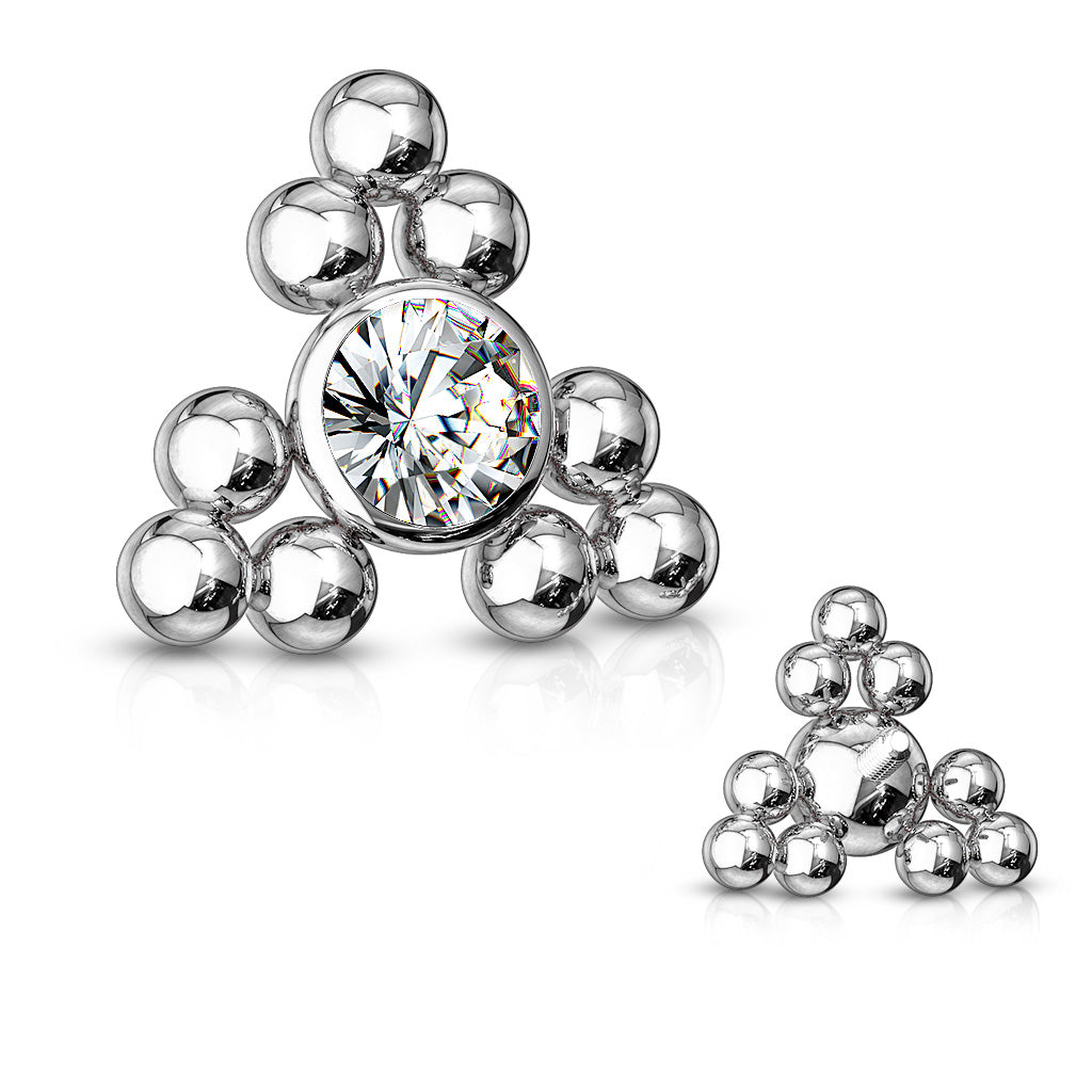 CZ Center Triangle Ball Cluster - Internal Thread- G13