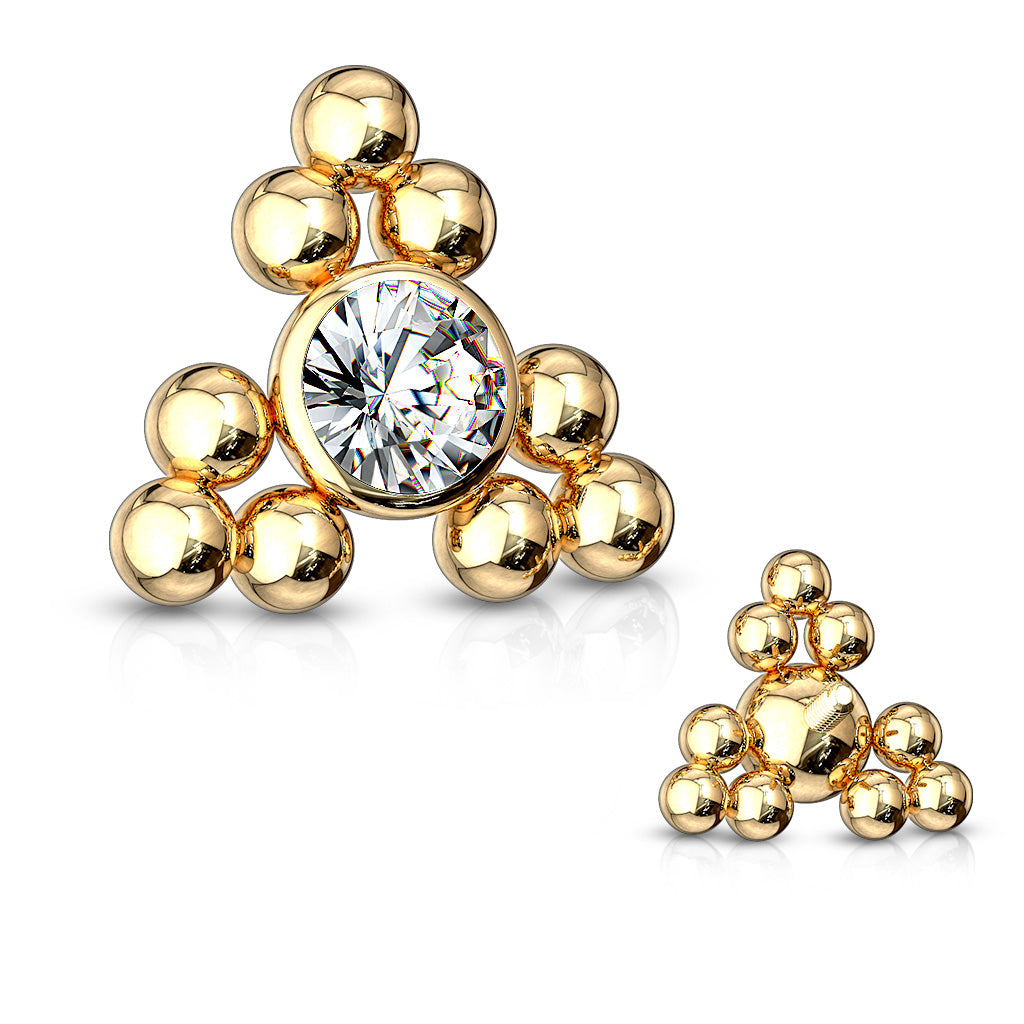 CZ Center Triangle Ball Cluster - Internal Thread- G13