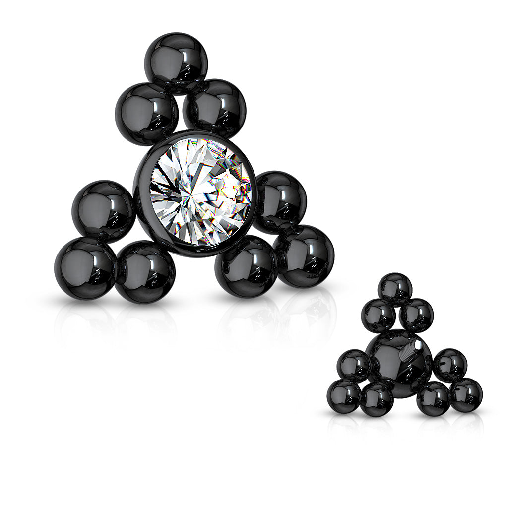 CZ Center Triangle Ball Cluster - Internal Thread- G13