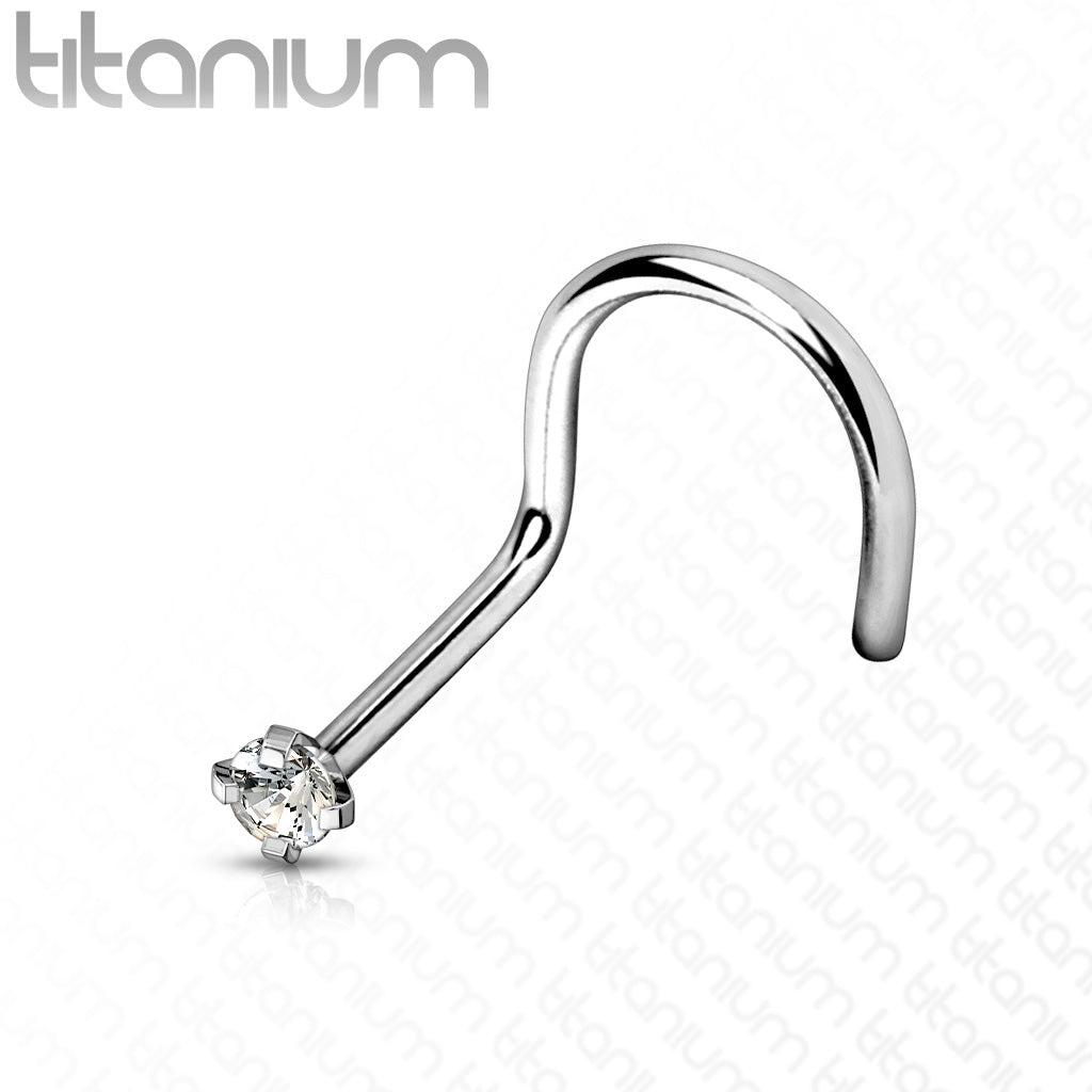 20G Solid Titanium Claw-set CZ Nose Screw- G1