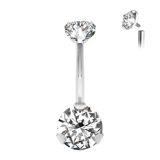 Titanium CZ Belly Bar- G6