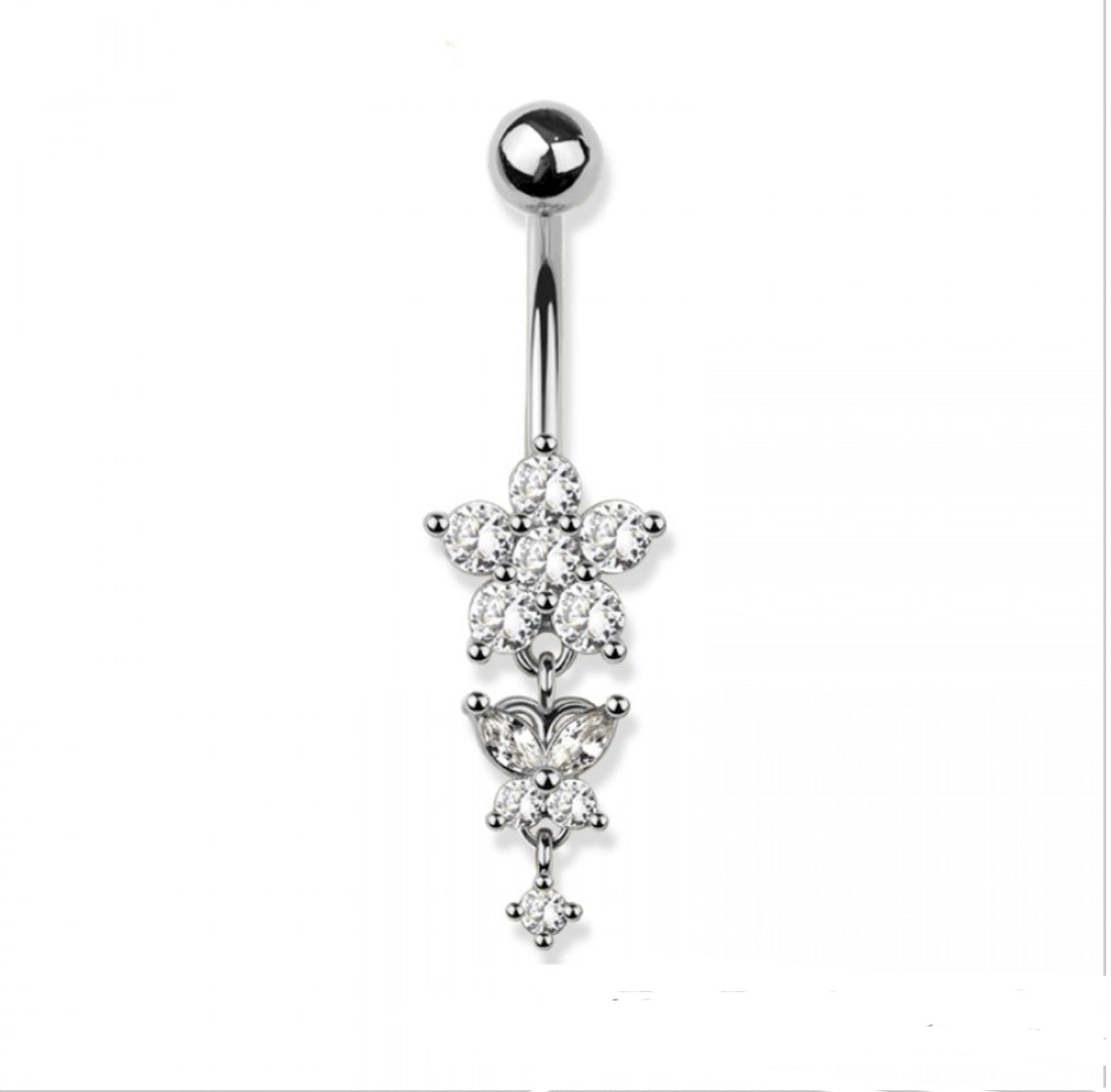 Flower & Butterfly Belly Bar - P24