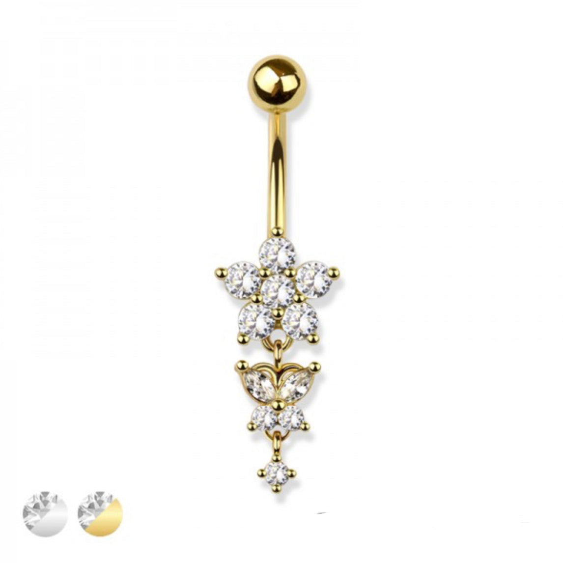 Flower & Butterfly Belly Bar - P24