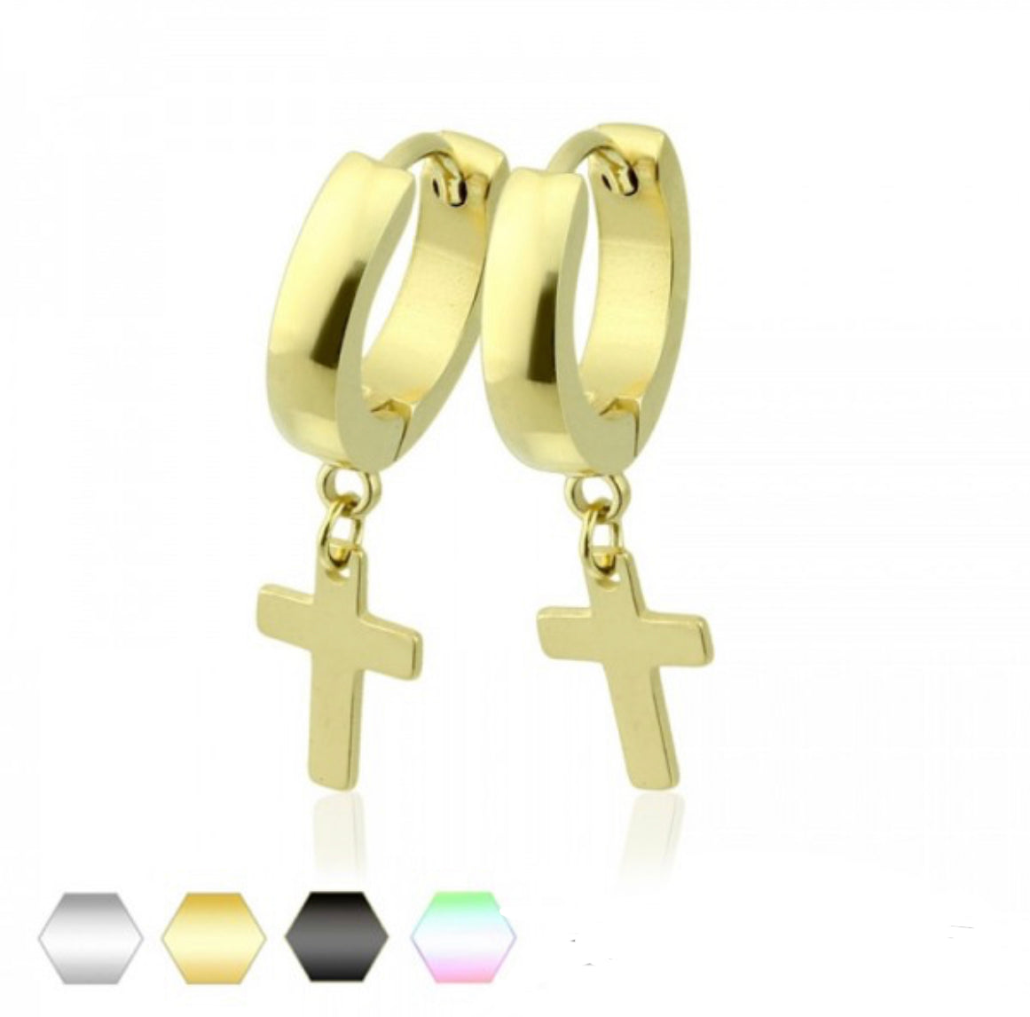 Cross Hoop Earrings (PAIR)- N6