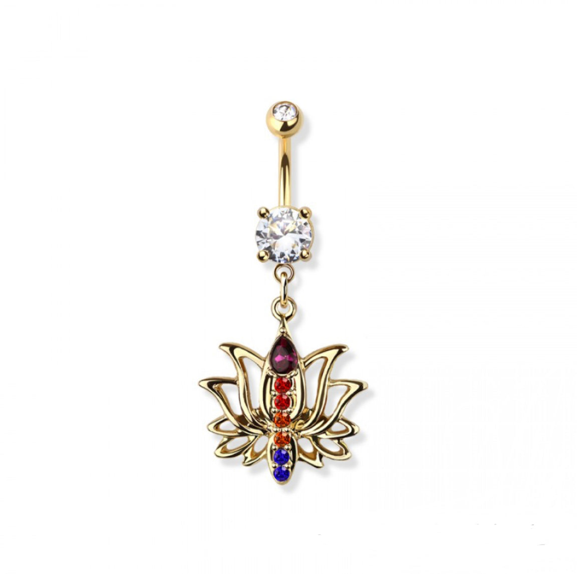 Precious Gem Set Belly Bar - P41
