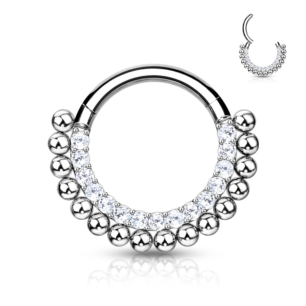 Titanium Gem Hinged Ring- F17