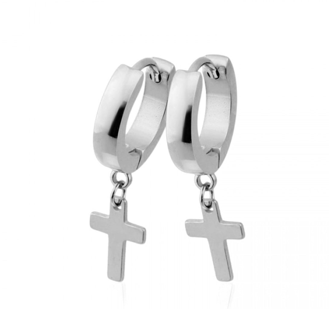 Cross Hoop Earrings (PAIR)- N6