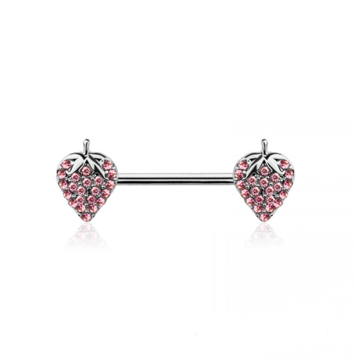 Cubic Zirconia Strawberry Nipple Bar- D3