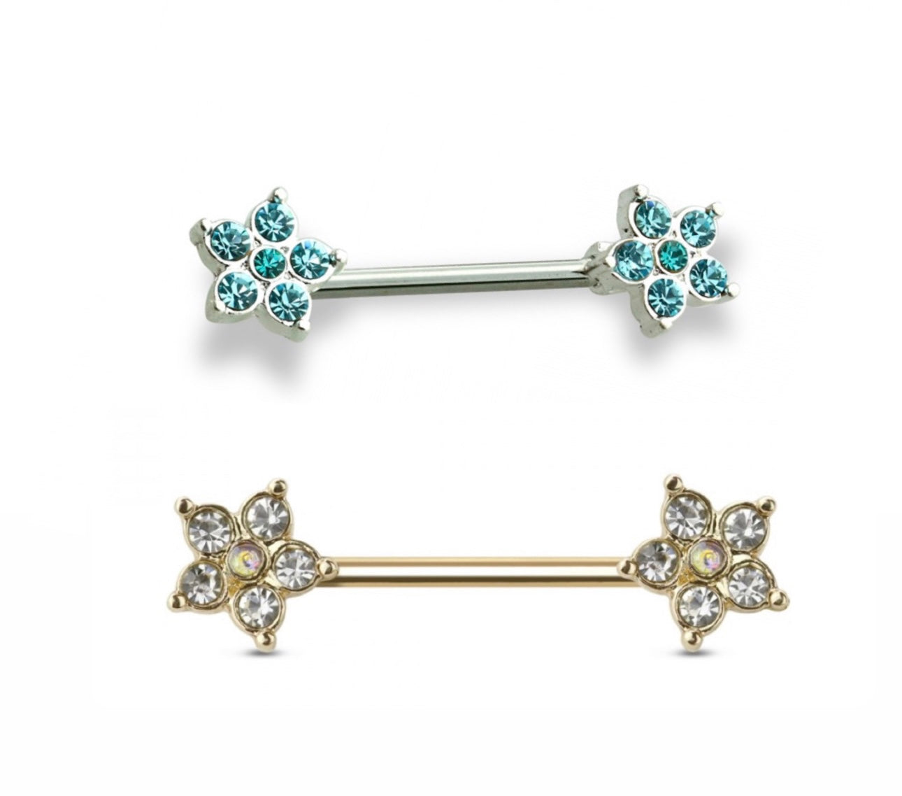 Zirconia Flower Nipple Bar